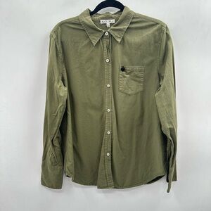 ALEX MILL organic cotton miliary green button long sleeve boho grunge blouse XL